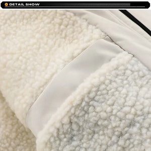 Close-up of textured fabric with a visible brand logo at the top.