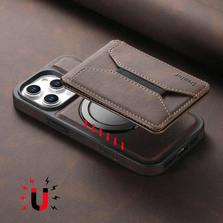 Premium Leather Wallet Case for iPhone 11/12/13/14/15/16 Pro Max with Magnetic 360° Rotating Stand and Shockproof Design