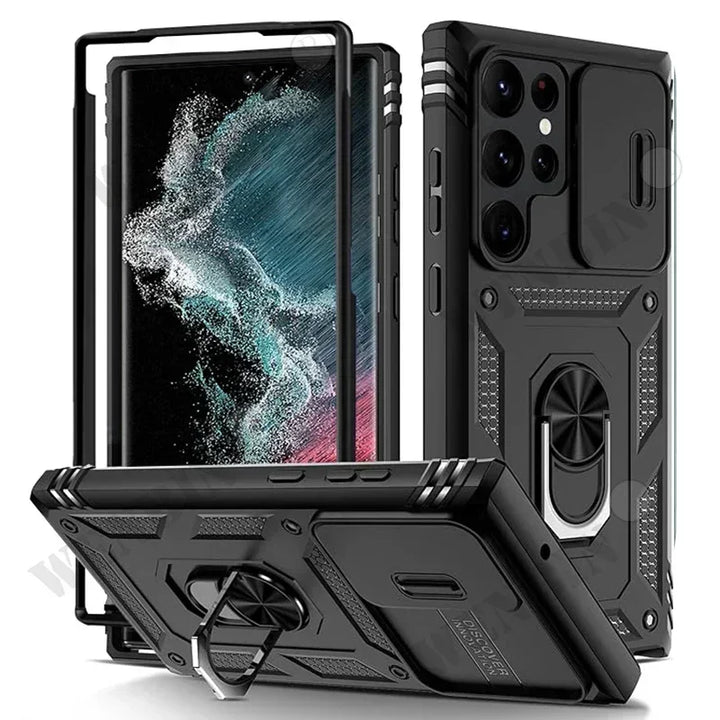 Heavy Duty Kickstand Case for Samsung S25 Ultra, S24, S23 Plus, A56, A55, and A36 - Anti-Scratch, Anti-Fingerprint, Shockproof Design with 360-Degree Kickstand.