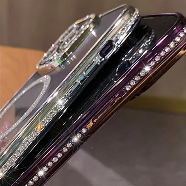 Luxury Glass Camera Lens MagSafe Magnetic Case for iPhone 11, 12, 13, 14, 15, and 16 Pro Max with Stylish Design