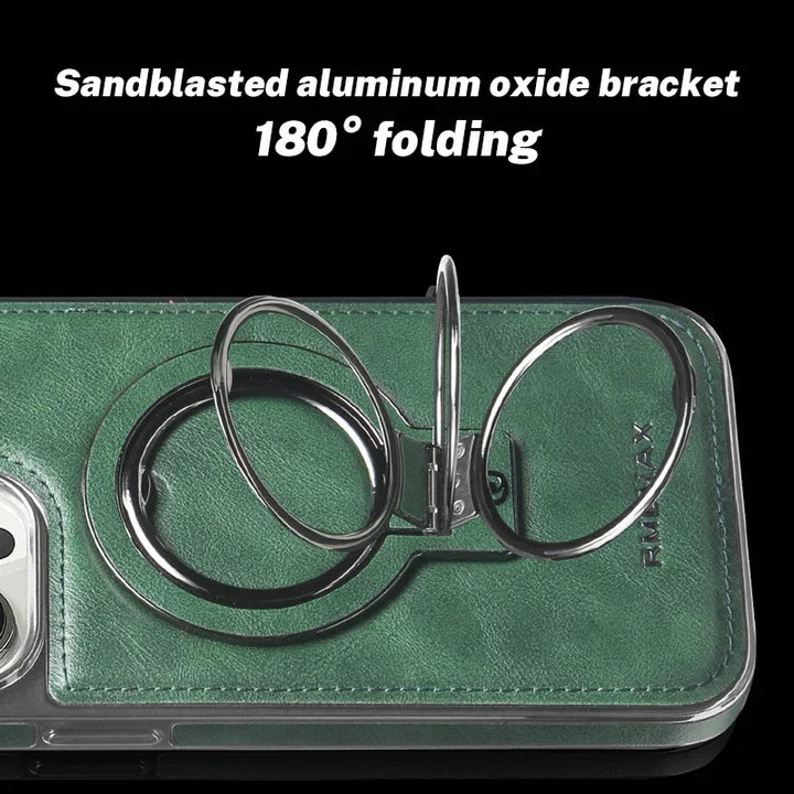 Invisible Stand Leather Case for iPhone 11/12/13/14/15/16 Pro Max, Magsafe
