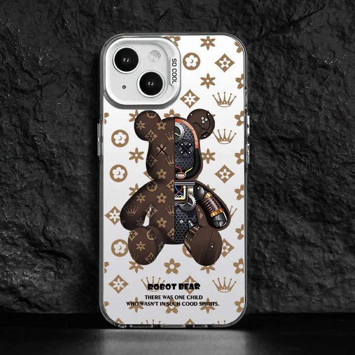 Luxury Teddy Bear IMD Laser TPU Phone Case for iPhone 16 Pro Max, Anti-Scratch and Lightweight Design