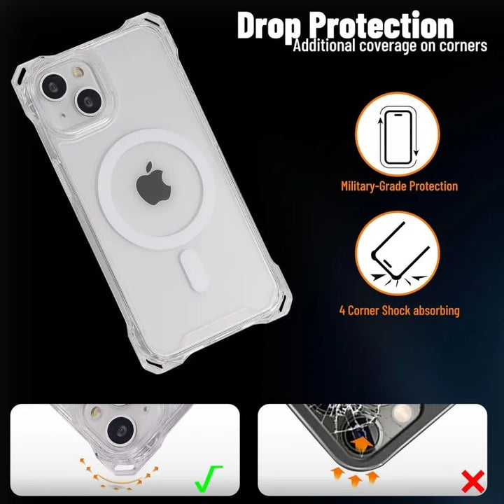 Magsafe Magnetic Strap Crossbody Case for iPhone 16, 15, 14, 13, 12, 11 Pro Max – Clear, Shockproof with Lanyard