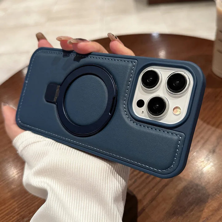 Luxury PU Leather Magnetic Stand Case for iPhone 11/12/13/14/15/16 Pro Max, Shockproof and Durable Design