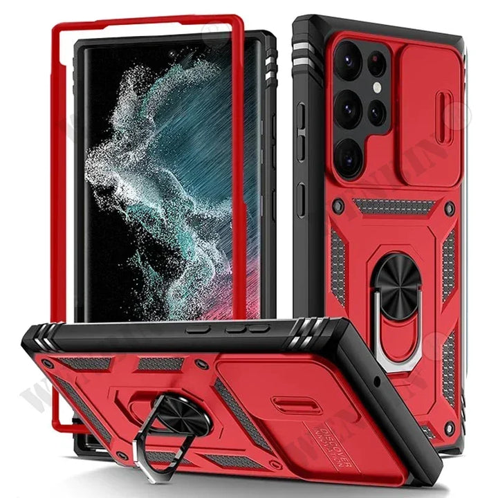 Heavy Duty Kickstand Case for Samsung S25 Ultra, S24, S23 Plus, A56, A55, and A36 - Anti-Scratch, Anti-Fingerprint, Shockproof Design with 360-Degree Kickstand.