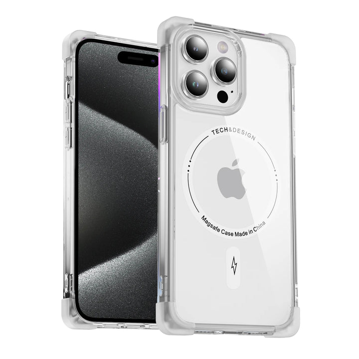 Transparent MagSafe Wireless Charging Case for iPhone 16/15/14/13/12/11 with Shockproof Corners