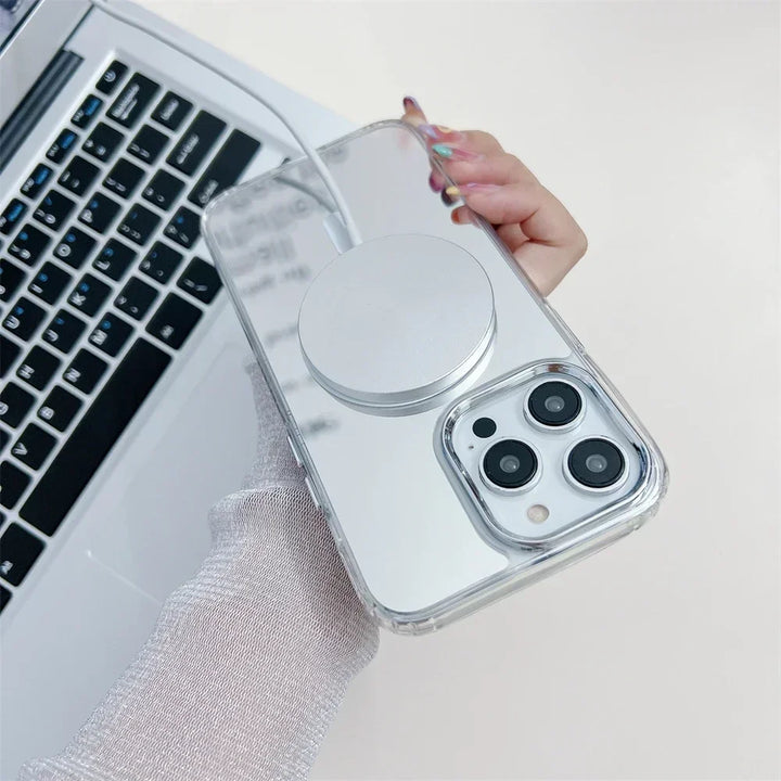 Magnetic Mirror Case for iPhone 16 15 14 13 12 Pro Max Ultra Thin Shockproof Cover for MagSafe