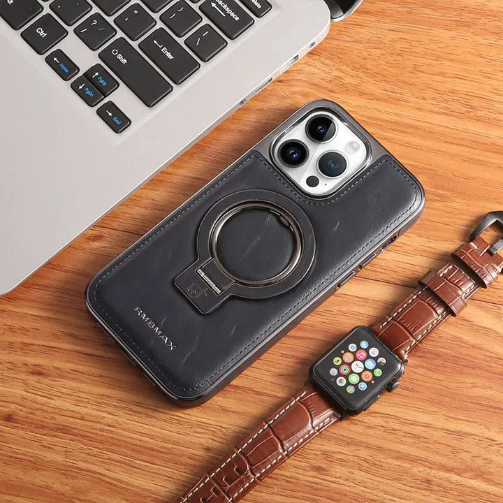 Invisible Stand Leather Case for iPhone 11/12/13/14/15/16 Pro Max, Magsafe