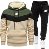 Hoodie and jogger pants set with 4F logo on a white background