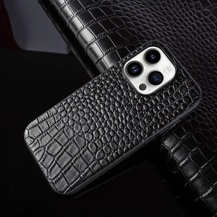 Crocodile Genuine Leather Shockproof Case for iPhone 16 14 13 12 15 Pro Max