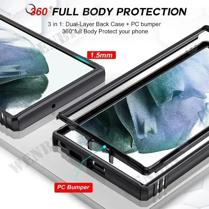 Heavy Duty Kickstand Case for Samsung S25 Ultra, S24, S23 Plus, A56, A55, and A36 - Anti-Scratch, Anti-Fingerprint, Shockproof Design with 360-Degree Kickstand.