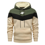 Hoodie with green and beige design on a white background