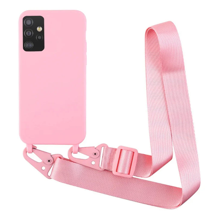 Soft Crossbody Lanyard Case for Samsung Galaxy A12-A72, Anti-Scratch Plain Design