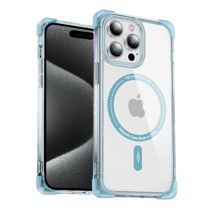 Transparent MagSafe Wireless Charging Case for iPhone 16/15/14/13/12/11 with Shockproof Corners
