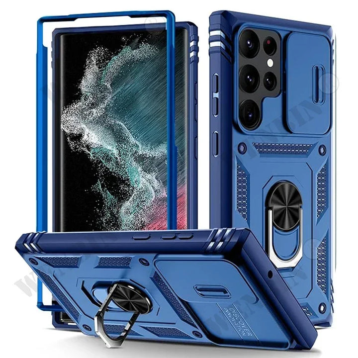 Heavy Duty Kickstand Case for Samsung S25 Ultra, S24, S23 Plus, A56, A55, and A36 - Anti-Scratch, Anti-Fingerprint, Shockproof Design with 360-Degree Kickstand.
