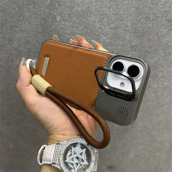 Frameless Plating Leather 2-in-1 Case for iPhone 11/12/13/14/15 Pro Max Plus