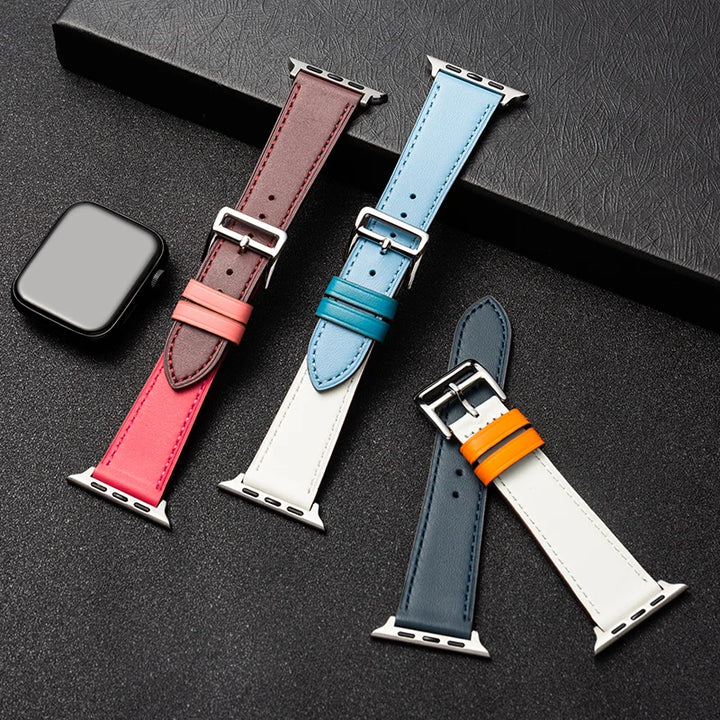Genuine leather Apple Watch strap – Stylish and durable bracelet design.