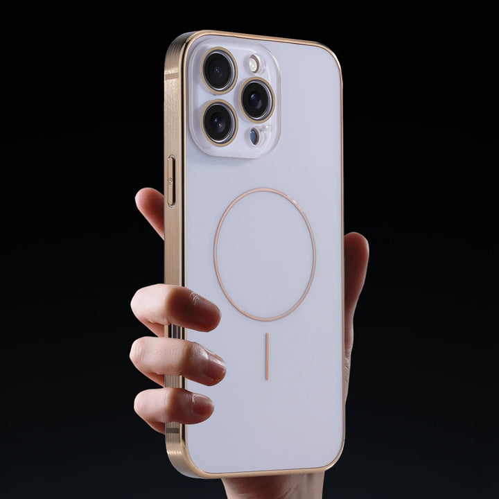 Lens Film Magnetic Case for iPhone 14, 15, 16 - Shockproof with Electroplating Frame and Wireless Charging Support