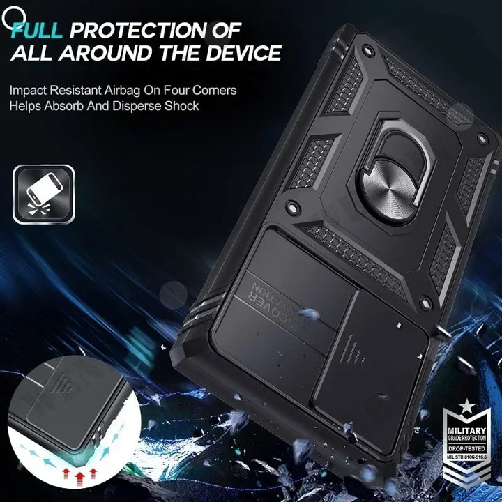 Heavy Duty Kickstand Case for Samsung S25 Ultra, S24, S23 Plus, A56, A55, and A36 - Anti-Scratch, Anti-Fingerprint, Shockproof Design with 360-Degree Kickstand.