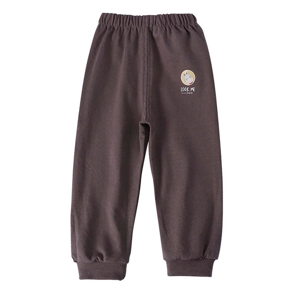 Brown sweatpants with a logo on a white background