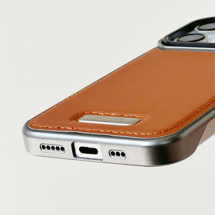 Magnetic PU Leather Phone Case with Kickstand and Wireless Charging for iPhone 11-16 Pro Max