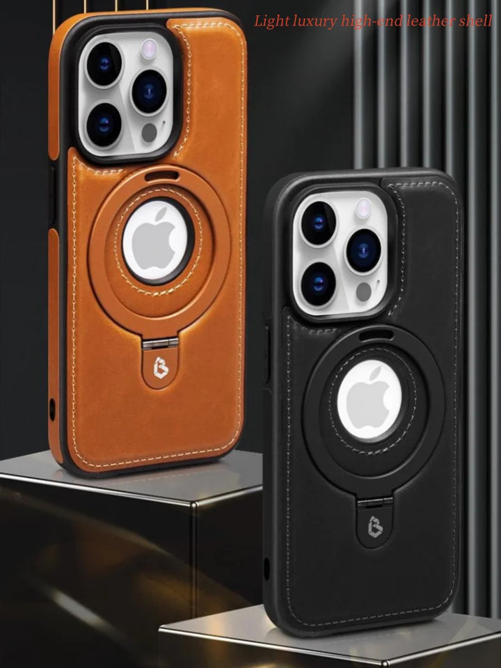 Business Genuine Leather Case for iPhone 12/13/14/15 Pro Max Magnetic Shockproof
