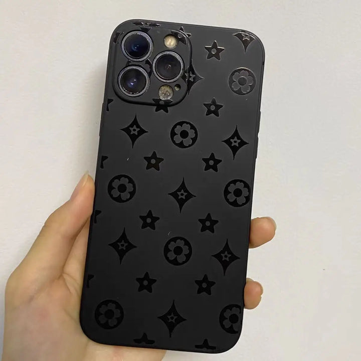 Luxury Retro Classic Soft Silicone Black Phone Case for iPhone 11-16 Pro MaxLuxury Retro Classic Soft Silicone Black Phone Case for iPhone 11-16 Pro Max