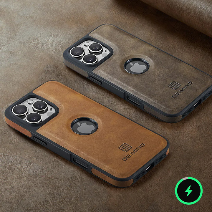 Luxury Magnetic Leather Case for iPhone 11/12/13/14/15/16 Pro Max with Magsafe and Wireless Charging Compatibility