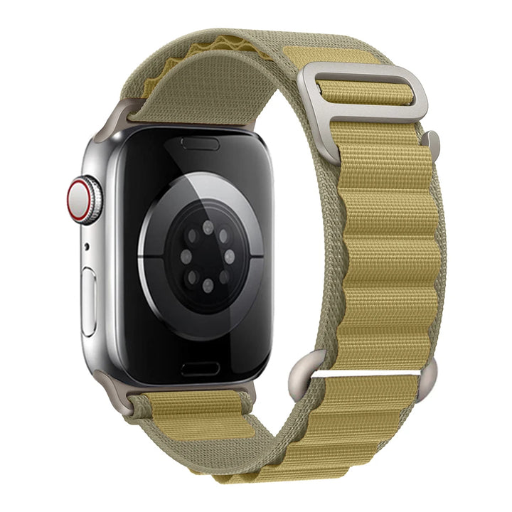 Apple Watch Alpine Loop Nylon Band in Olive for Series 10, 9, 8, 7, SE, and Ultra