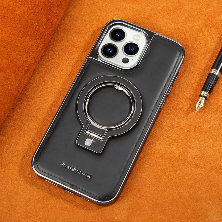 Luxury leather magnetic iPhone case with MagSafe and shockproof protection, fits iPhone 12, 13, 14, 15, and 16 Pro Max.