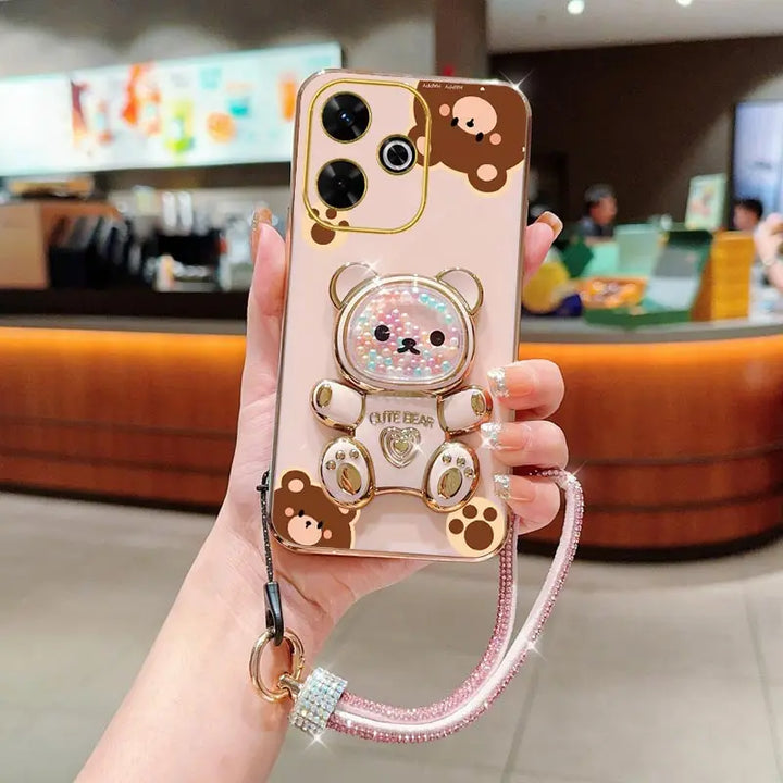 Diamond Bear Wrist Strap Case for Xiaomi Redmi Note 12 13 Pro
