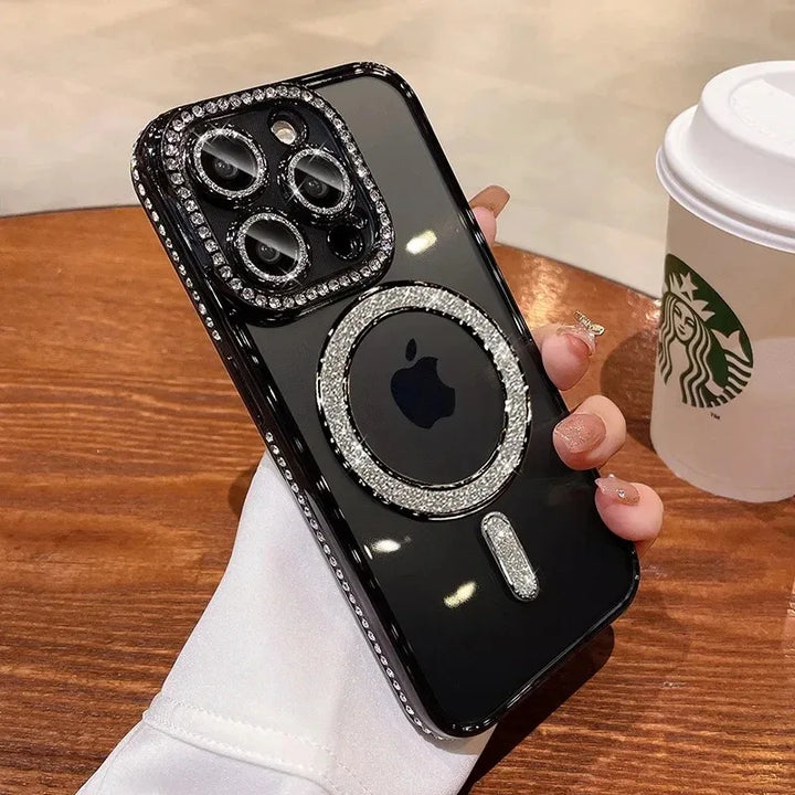 Luxury Glass Camera Lens MagSafe Magnetic Case for iPhone 11, 12, 13, 14, 15, and 16 Pro Max with Stylish Design