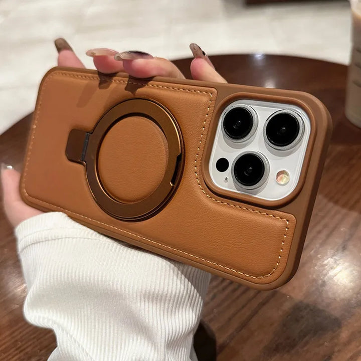 Luxury PU Leather Magnetic Stand Case for iPhone 11/12/13/14/15/16 Pro Max, Shockproof and Durable Design