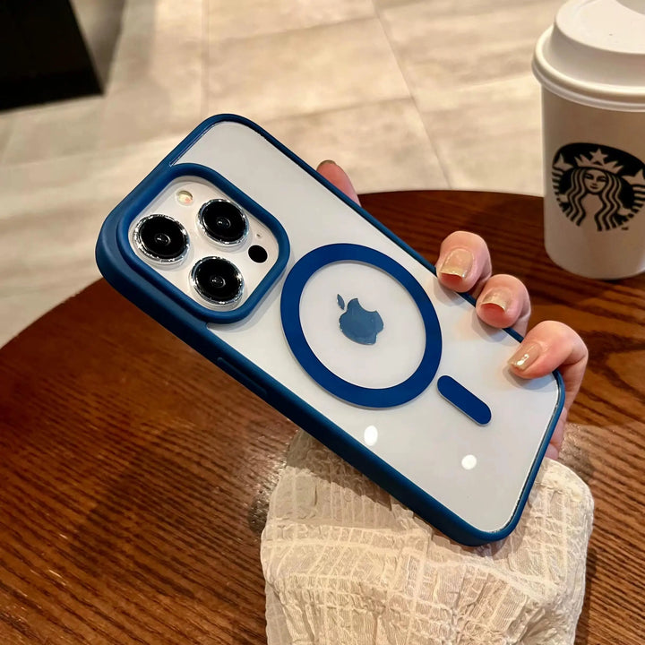 Transparent MagSafe case for iPhone 15 pro Max blue