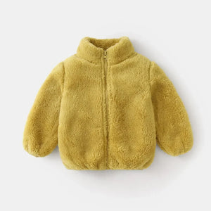 Yellow fleece jacket on a white background