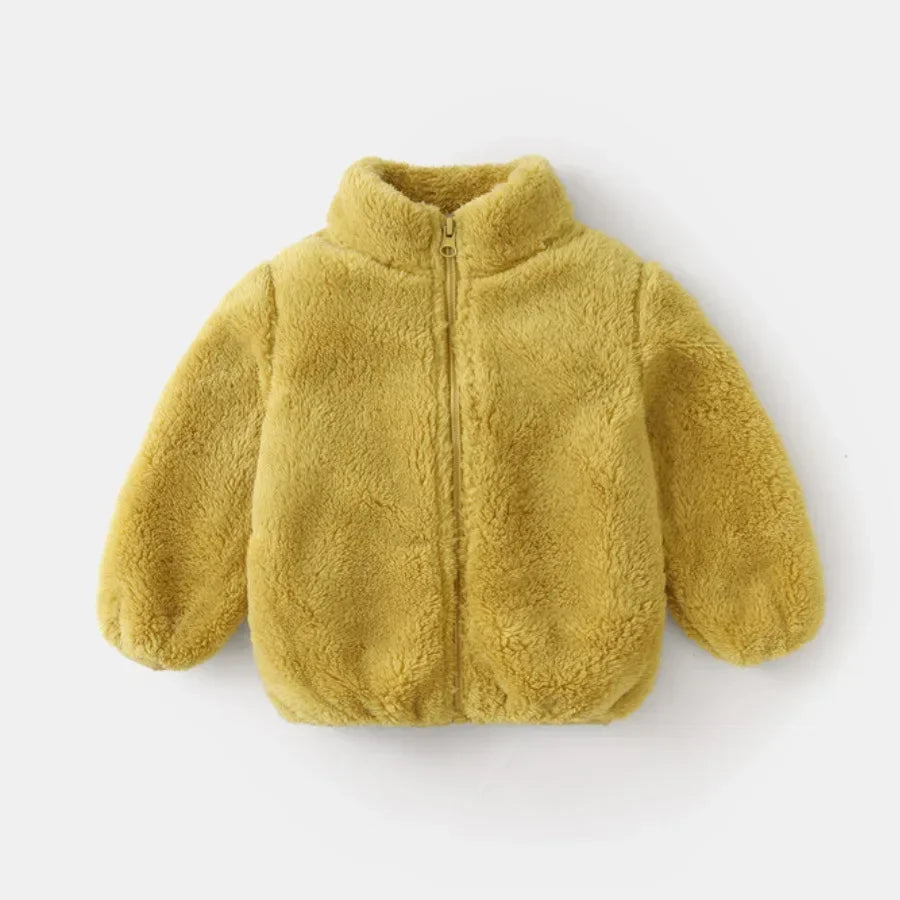 Yellow fleece jacket on a white background
