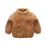 Brown fleece jacket on a white background