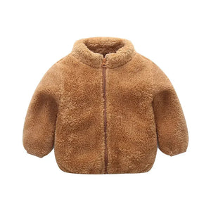 Brown fleece jacket on a white background