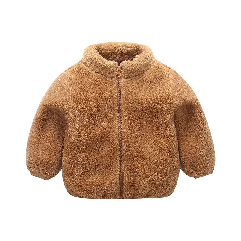 Brown fleece jacket on a white background