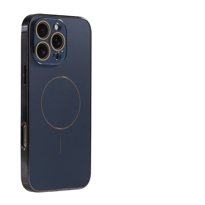 Lens Film Magnetic Case for iPhone 14, 15, 16 - Shockproof with Electroplating Frame and Wireless Charging Support