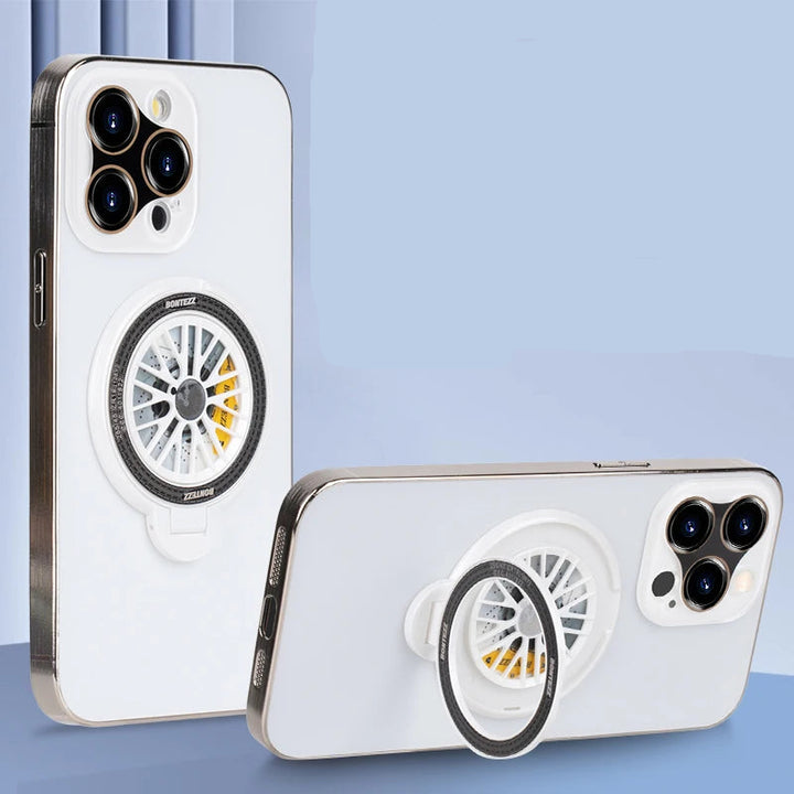Luxury gyro stand shockproof iPhone case with built-in stand, compatible with iPhone 11, 12, 13, 14, 15, and 16 Pro Max Plus.