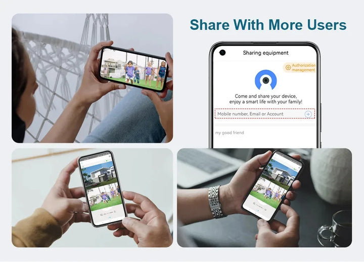 Collage of people using smartphones with a focus on sharing equipment and experiences.