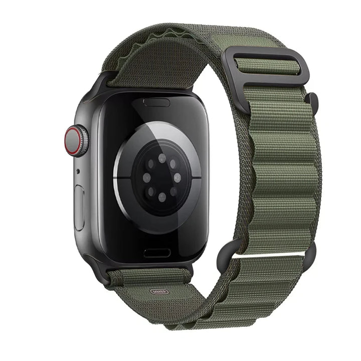 Apple Watch Alpine Loop Nylon Band in Olive for Series 10, 9, 8, 7, SE, and Ultra