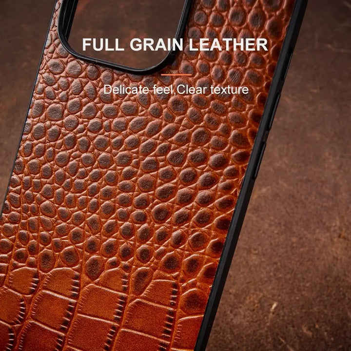 Crocodile Genuine Leather Shockproof Case for iPhone 16 14 13 12 15 Pro Max