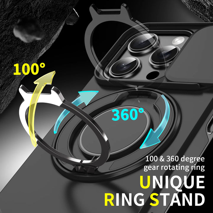 Heavy-Duty Rugged Magnetic Ring Stand Case for iPhone 16, 15, 14, 13, 12, 11 Pro Max Plus – Shockproof, Anti-Scratch, MagSafe Compatible