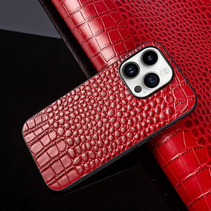 Crocodile Genuine Leather Shockproof Case for iPhone 16 14 13 12 15 Pro Max
