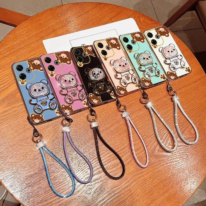 Diamond Bear Wrist Strap Case for Xiaomi Redmi Note 12 13 Pro