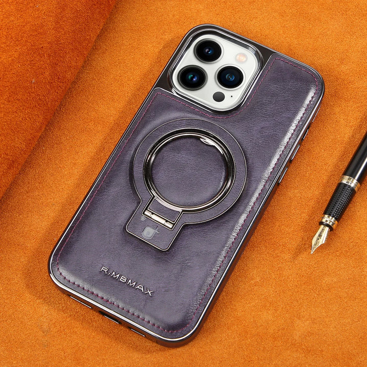 Luxury leather magnetic iPhone case with MagSafe and shockproof protection, fits iPhone 12, 13, 14, 15, and 16 Pro Max.