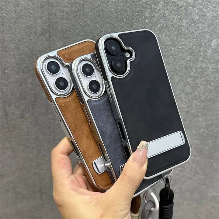 Flip Leather Stand Case for iPhone 11-16 Pro Max Plus, Shockproof