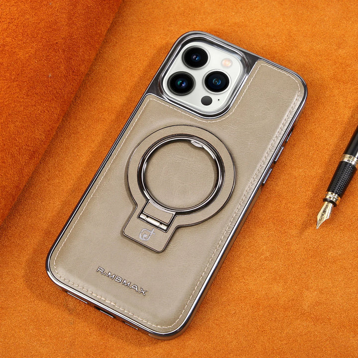 Luxury leather magnetic iPhone case with MagSafe and shockproof protection, fits iPhone 12, 13, 14, 15, and 16 Pro Max.